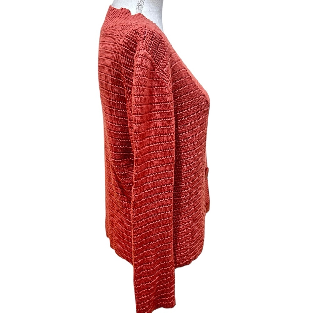 Talbots Brick terracotta boyfriend big button Cardigan knit Sweater italy medium - Picture 8 of 11